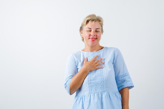 Mature woman posing in the studio