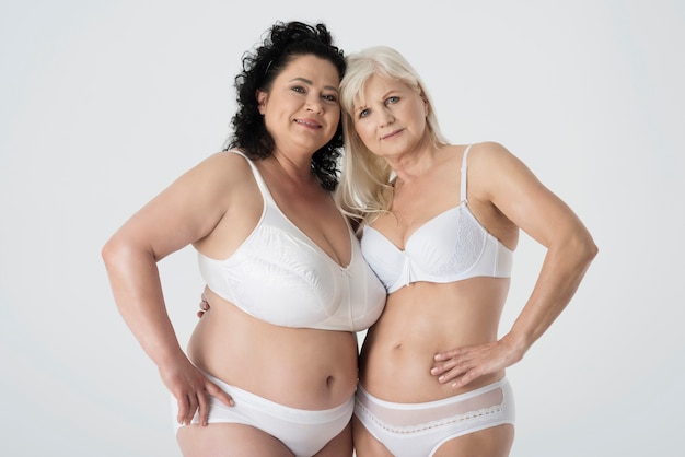 Mature women in underwear feeling confident