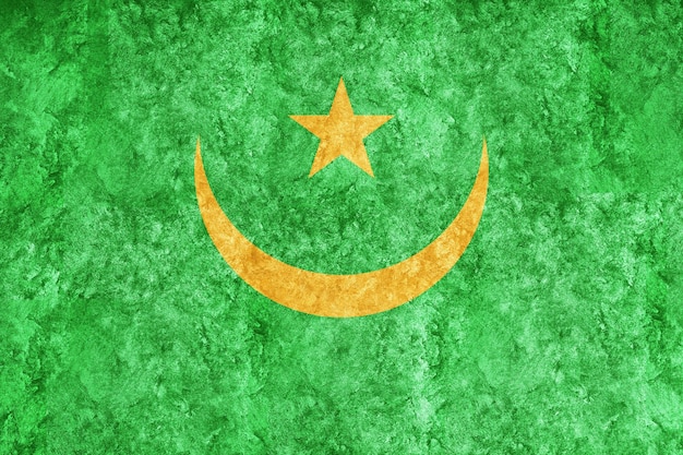 Free photo mauritania metallic flag, textured flag, grunge flag