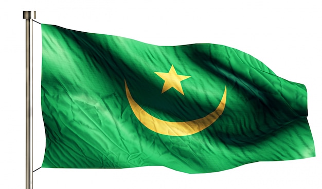 モーリタニア国旗は、3Dの白い背景を分離