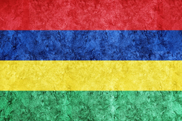 Mauritius Metallic flag, Textured flag, grunge flag