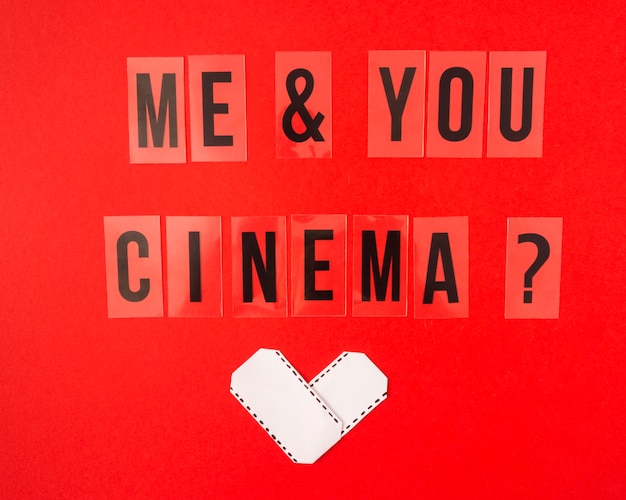 Me and you cinema lettering on red background
