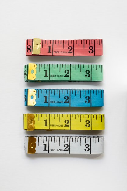 measuring tapes arrangement still life