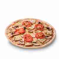 Free photo meat chicken and mushrooms pizza isolated on white background. top view. photo for the menu