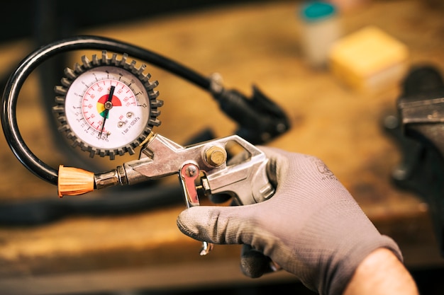 Mechanic repairing a bicycle