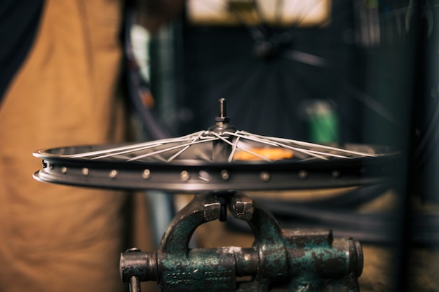 Mechanic repairing a bicycle