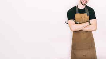 Free photo mechanic with apron and tools