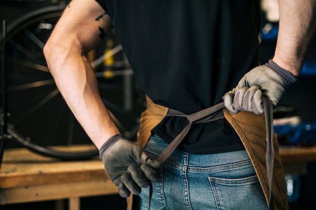 Mechanic with apron