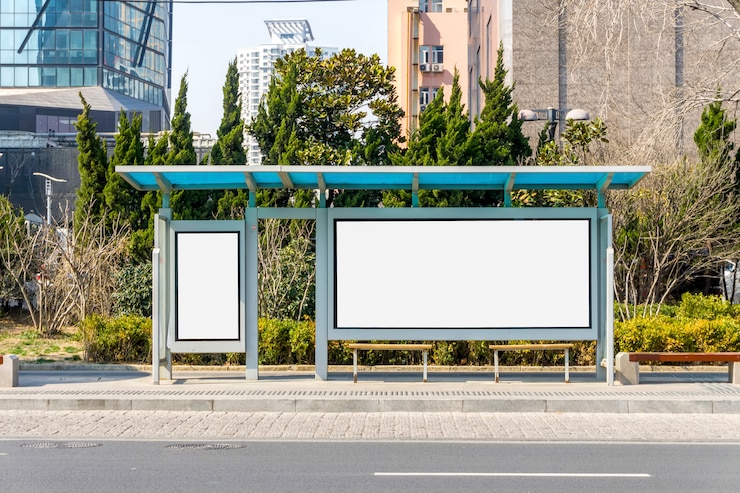 Free Photo media bus blank view screen