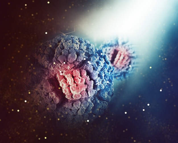 Бесплатное фото Медицинский фон с абстрактной вирусной клеткой
