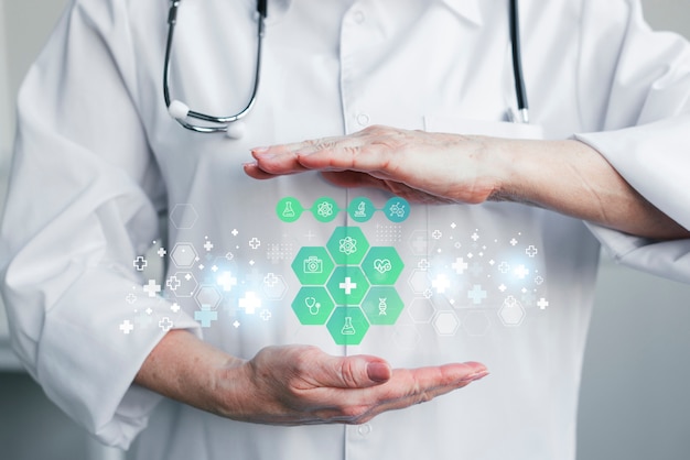 Free Photo medical banner with doctor wearing coat
