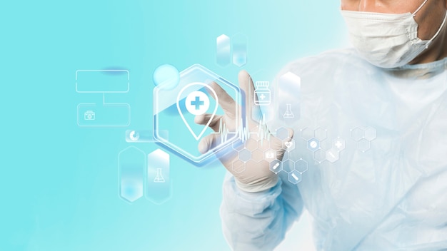 Free Photo medical banner with doctor wearing face mask