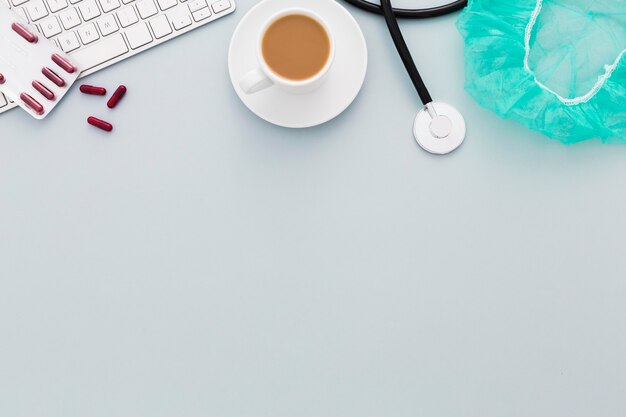 Medical desk with coffee