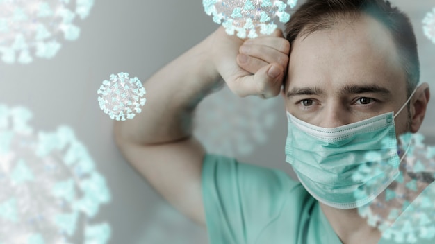 Foto gratuita eroe medico che combatte il coronavirus