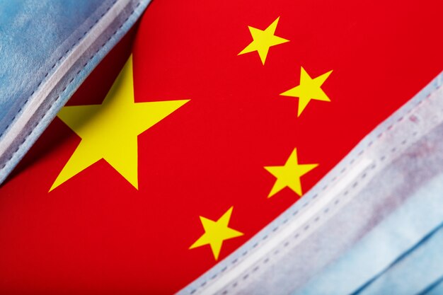Download Free Photo Surgical Mask On Yellow Background With Flag Of China PSD Mockup Templates
