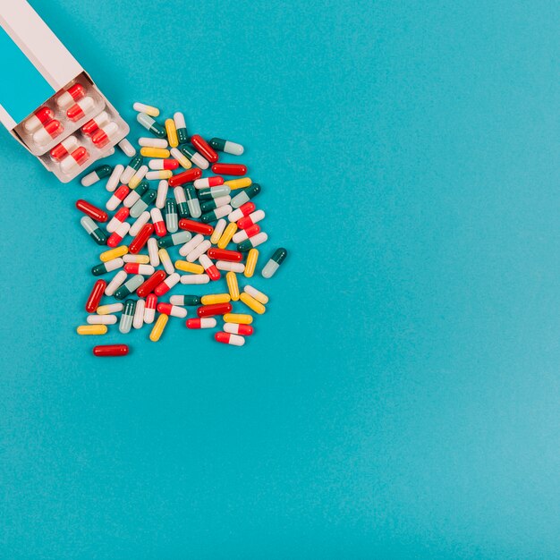 Medical pills in different colors