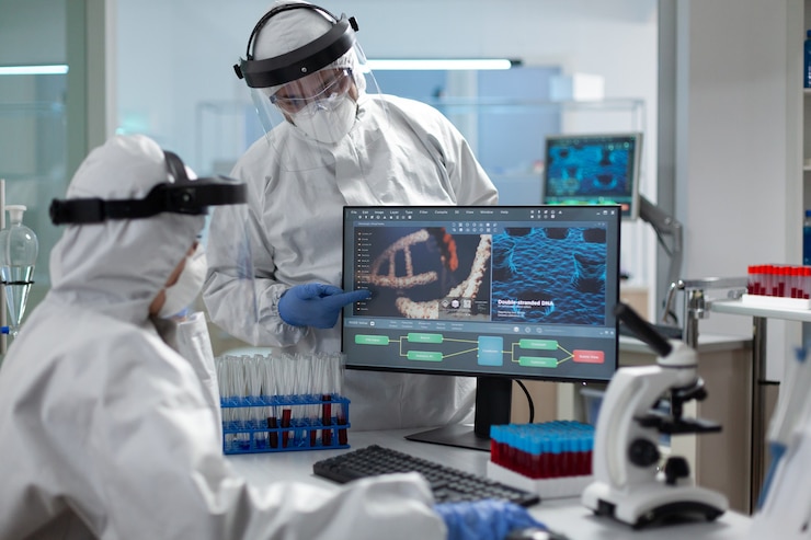 Free Photo medical specialist team wearing protective equipment against covid