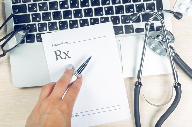 Medicine doctors working table