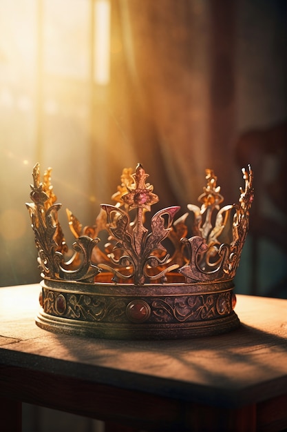 Бесплатное фото Средневековая корона натюрморта королевской семьи