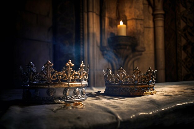 Medieval crown of royalty still life