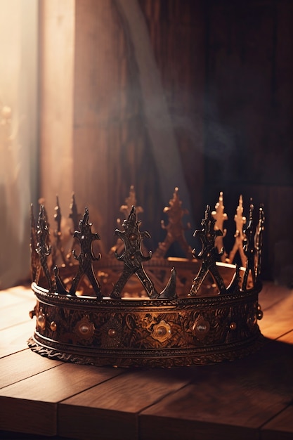 Medieval crown of royalty still life