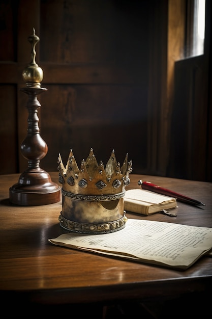 Free photo medieval crown of royalty still life