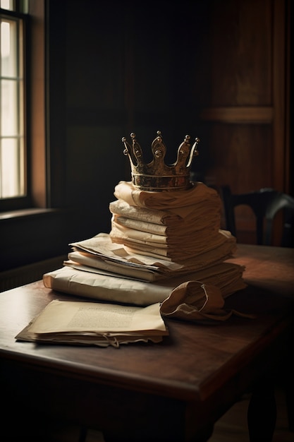 Medieval crown of royalty still life