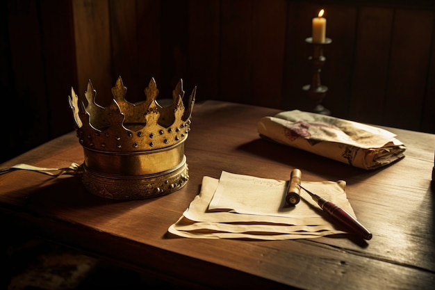 Medieval crown of royalty still life