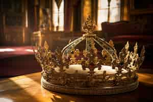 Free photo medieval crown of royalty still life