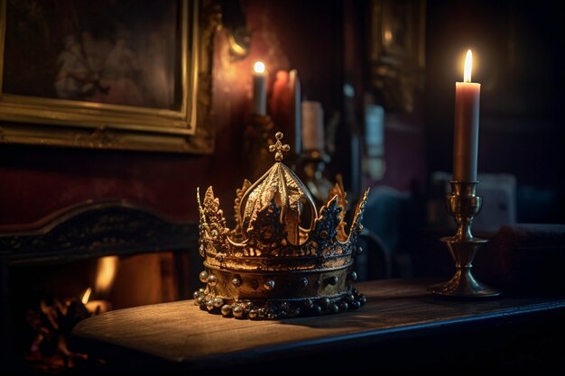 Medieval crown of royalty still life