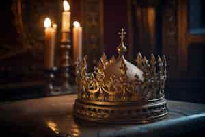 Free photo medieval crown of royalty still life