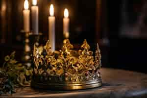 Free photo medieval crown of royalty still life