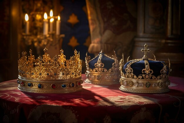 Medieval crown of royalty still life