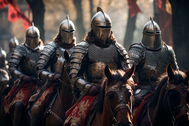Foto gratuita rappresentazione storica medievale dei cavalieri