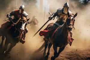 Free photo medieval historical rendering of knights