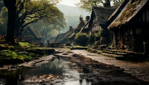 Бесплатное фото Средневековое историческое изображение ландшафта