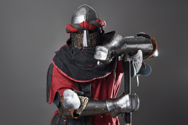 Free Photo medieval knight on grey