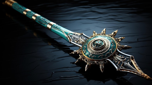 Free photo medieval sword on black background 3d illustration vintage style