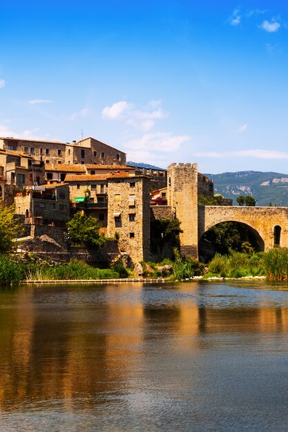 Medieval town on the banks of  river