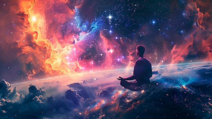 Free Photo meditation concept in digital art style