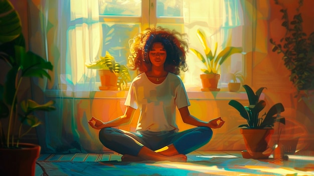 Foto gratuita il concetto di meditazione nello stile dell'arte digitale