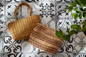 Free photo mediterranean aesthetics bag still life