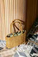 Free photo mediterranean aesthetics bag still life