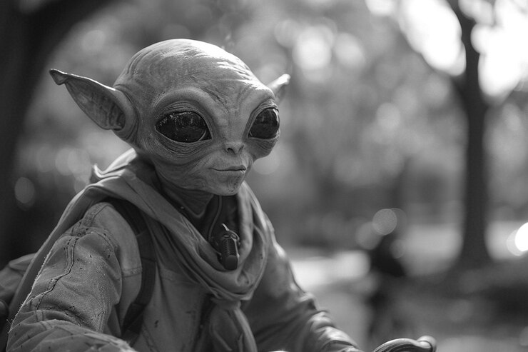 Free Photo medium shot alien monochrome