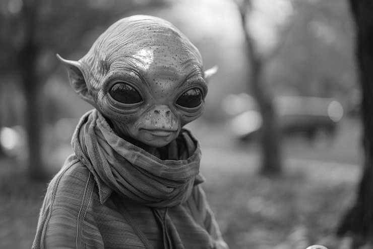 Free Photo medium shot alien monochrome