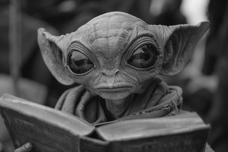 Free Photo medium shot alien monochrome