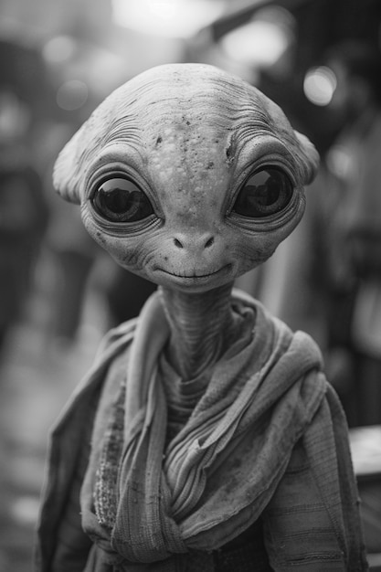 Free photo medium shot alien monochrome