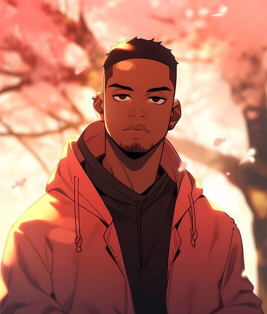 medium shot anime style man portrait