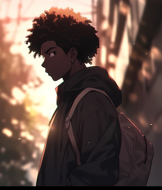 medium shot anime style man portrait