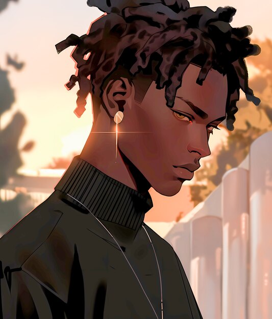 Medium shot anime style man portrait